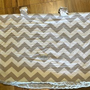 Car seat canopy, OS, chevron white and gray, with Velcro attachment